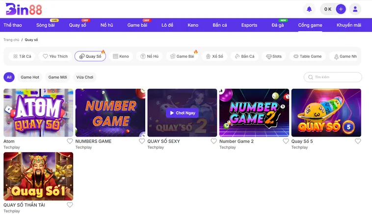 Kho Trò Chơi Quay Số Bin88 Thế Giới Quay Số Đổi Thưởng Đẳng Cấp Cho Mọi Game Thủ